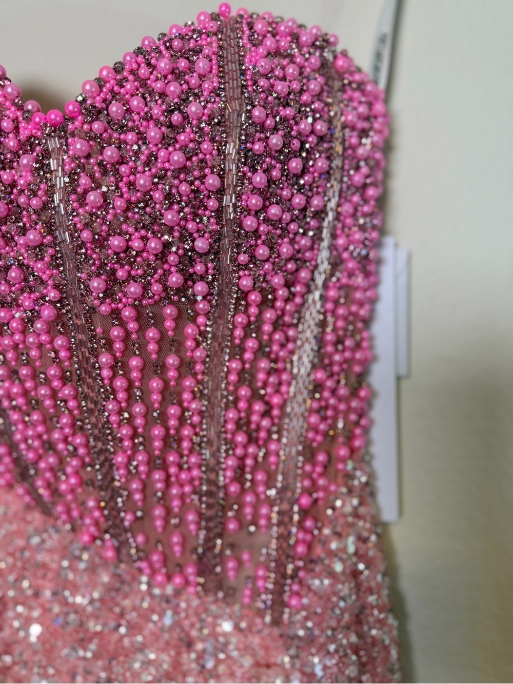 Portia & Scarlett PS26432C Pink Beaded Corset Gown Size 4 NWT $899 - Picture 6 of 16